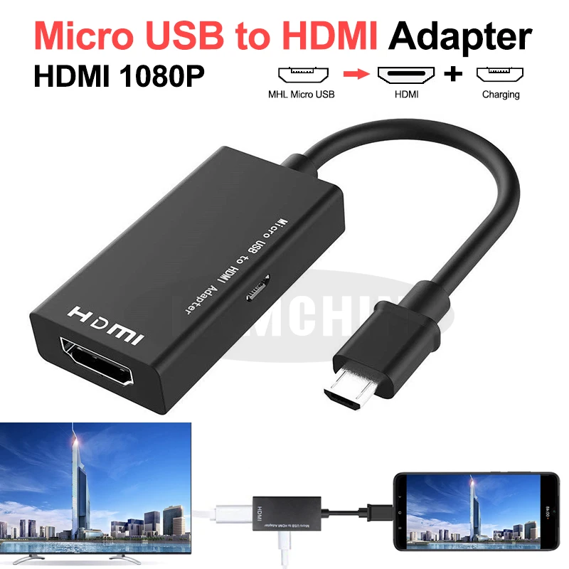 

Micro USB to HDMI TV Adapter cable 1080P HD HDMI Audio Video Converter For Phone TV Computer Adapter
