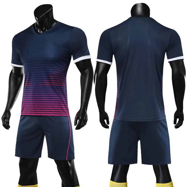 Нового сезона для взрослых и детей комплекты футбольные Пользовательские игровая футболка для подростков с короткими рукавами для мальчиков и девочек одежда для футбола, комплекты футбольный костюм - Цвет: navy
