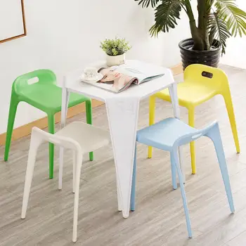 

Plastic Stool Thickened Adult Dining Chair Modern Minimalist High Stool Home Living Room Chair Fashion Creative High Dining Tabl