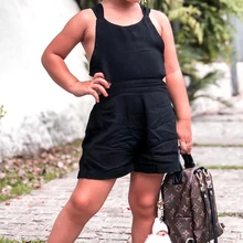 Новое поступление, одноцветные, без рукавов, комбинезон, ромпер с открытой спиной для маленьких девочек