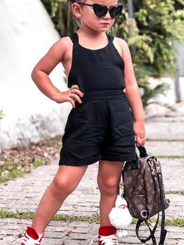 

arrival Solid Sleeveless Backless Jumpsuit Romper For Toddler Girl