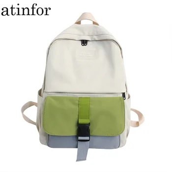 

atinfor Brand Waterproof Women Casual Nylon Anti Theft Backpack Travel College Teenage Girl Buckle Book Bag Female Mochilas