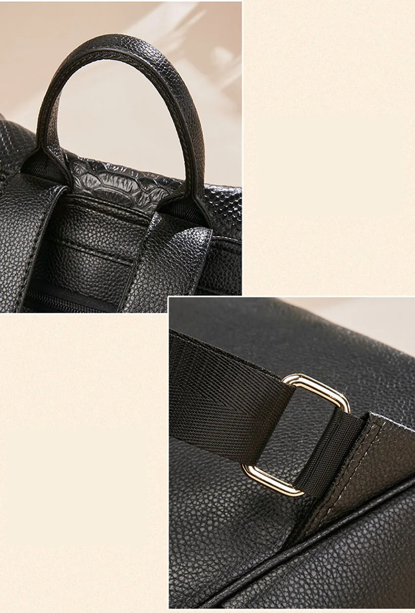 LAORENTOU женская сумка из натуральной кожи, модный большой рюкзак для отдыха, женская сумка, дорожная сумка с узором «крокодиловая кожа»
