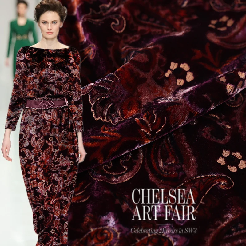 Осень kpop Пейсли кешью зерна печати шелк Бархат Ткань для платья Африканский Базен riche getzner tissu telas por metro tissus