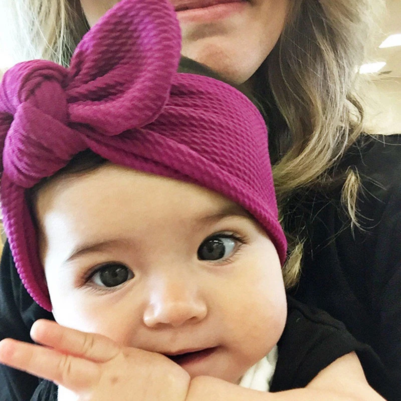 Хлопковая эластичная повязка на голову с бантом для девочек Тюрбан