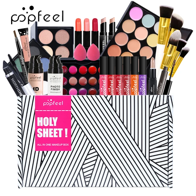 POPFEEL All In One Makeup Kit(Eyeshadow, LiGloss,Lipstick,Brushes,Eyebrow,Concealer)Beauty Cosmetic Bag 1