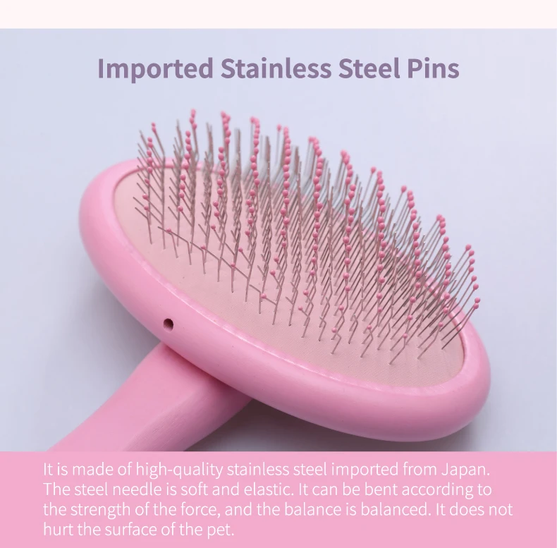 Fenice Dog/Cat Grooming Brush Wooden Dog Brush Shampoo Tool for Pet Beauty and Massage Soft Pad Pet Bath Brush Comb