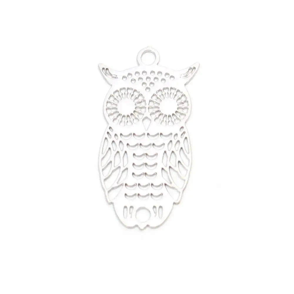 DoreenBeads 10 шт. медные Подвески Подвеска тусклый серебряный золотой цвет сова животное Филигранное тиснение ювелирные изделия аксессуары 24 мм x 13 мм