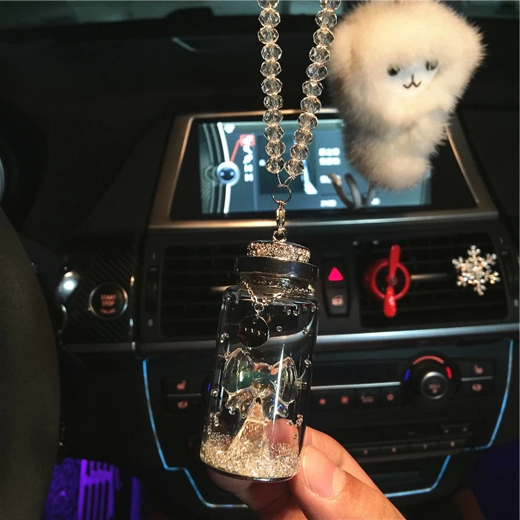 Хрустальная бутылка желаний, Автомобильная подвеска для зеркала заднего вида, Хрустальная Автомобильная внутренняя отделка, подвеска для автомобиля, безопасность, благословение