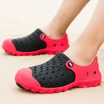 

Summer Hole Shoes New Men Garden Casual Male Sandals Rubber Clogs For Men Summer Slides Crocse Swimming Jelly Shoes