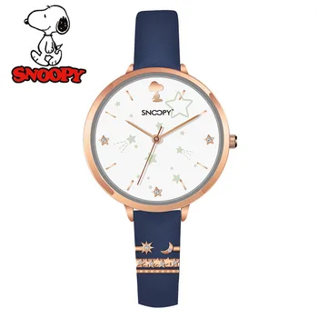 

SNOOPY Original Casual Women Romantic Starry Sky Wrist Watch PU Rhinestone Designer Ladies Clock Simple Dress Gfit Montre Femme