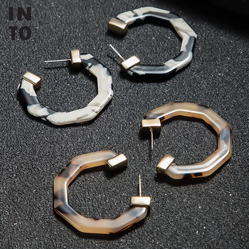 

Into Acrylic Acetate Stud Earrings For Women Resin Leopard Print Acetate Geometric Circle Earrings Fashion Jewelry 2020 Brincos