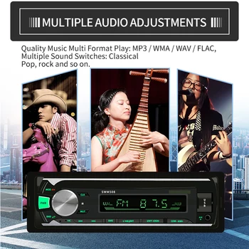 

508BT Car Radio MP3 Player FM Car Stereo Radio Crystal Audio Output Multiple Control Support USB/SD Card Reader Classic