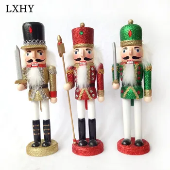 

LXHY Box 3 Set Christmas Decorations Bright Pink Nutcracker Wooden Puppet Tabletop Window Decoration 30CM Children's Gift
