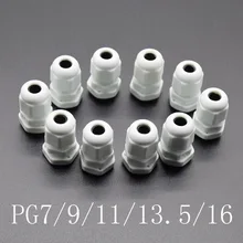 10 шт. IP68 белый PG7 PG9 PG11 PG13.5 PG16 для 3-6.5mm-14mm жильный кабель CE Водонепроницаемый нейлон Пластик кабельная втулка, коннекторы