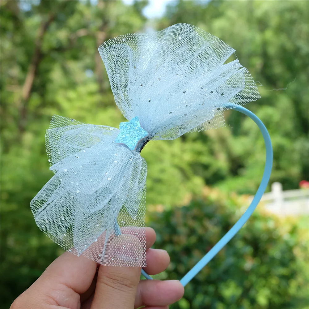 Mädchen Glänzende Schleifen Haarband Farbe Garn Stirnband Prinzessin Kopfbedeckung Student Mode Haarband Niedliche Kopfschmuck Kinder Haarschmuck – Detail 7