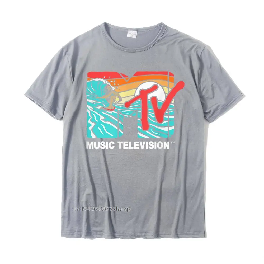 2021 Geek Printed Top T-shirts O-Neck 100% Cotton Men Tops & Tees Short Sleeve Thanksgiving Day Printed Tee-Shirt Mademark x MTV - MTV Catch a Wave MTV Surfer Logo Retro Graphic T-Shirt__2184. grey