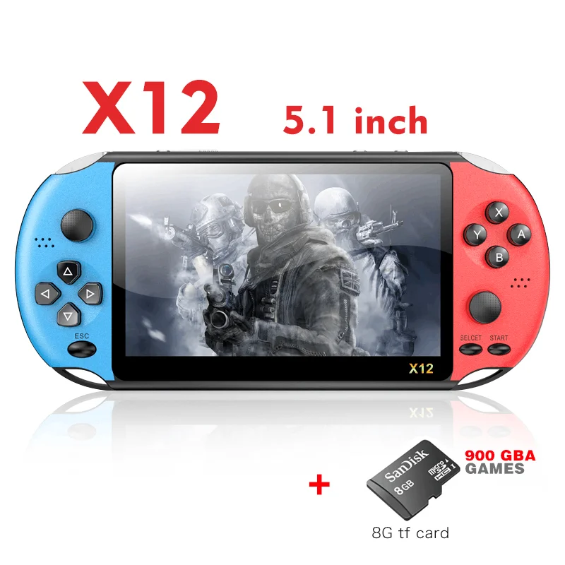 X12 with TF card Новое поступление 5,0 дюймов Большой экран Портативный игровой плеер Поддержка ТВ выход с MP3/кино камера мультимедиа видео игровая консоль - Цвет: X12 with TF card