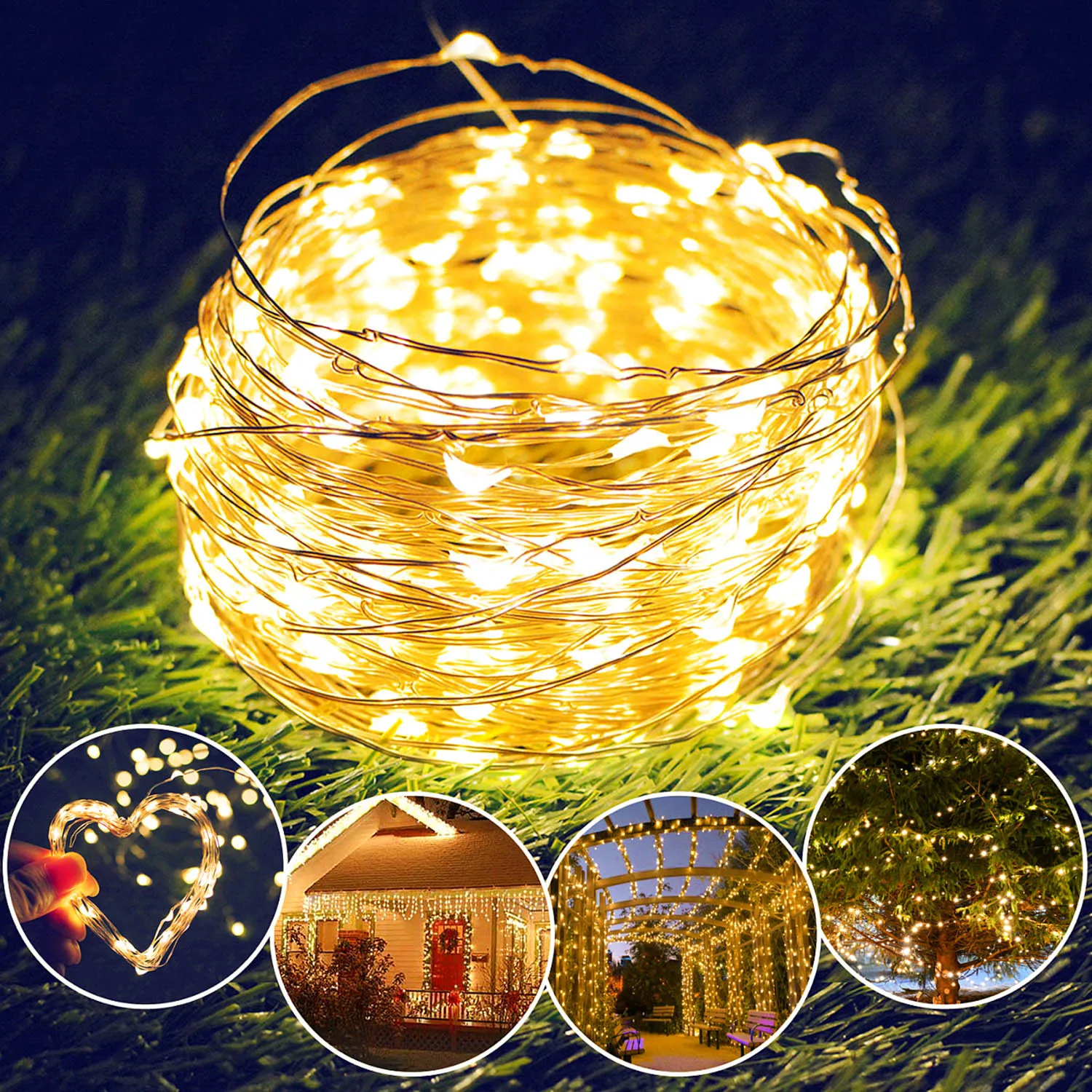 decorative lights Led String Lights DC5V USB 10M 33FT 5M 50LEDS Outdoor waterproof Christmas Festival Wedding Party Garland Decoration Fairy led backyard string lights