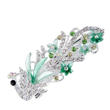 

5 Colors Trendy Peacock Barrettes Crystal Flower Hairpins Headwear For Hair Women Romantic Wedding Hair Accessories