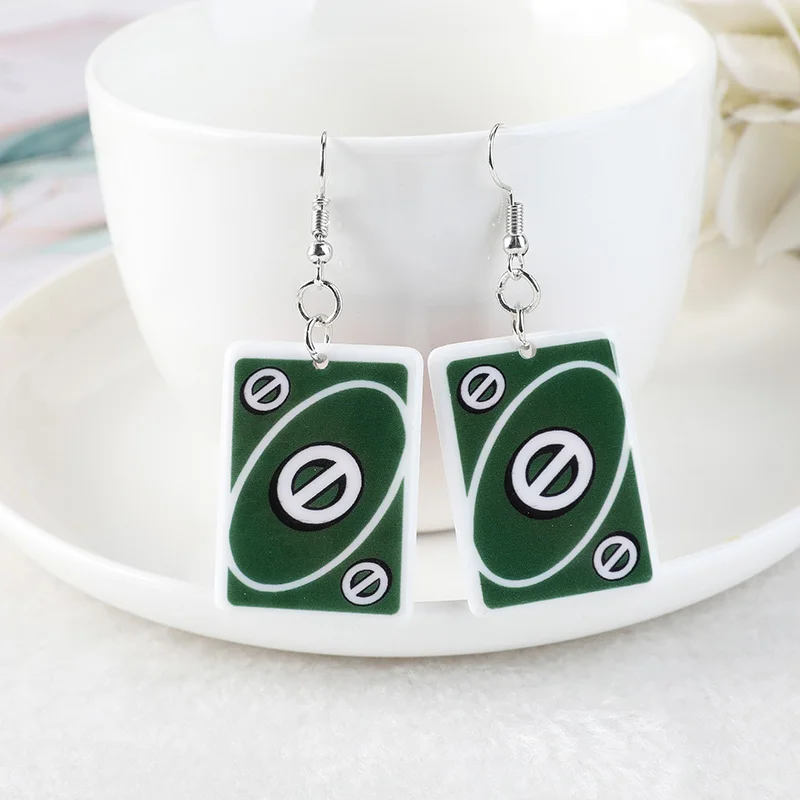 1Pair Drop Earrings  Magic Poker Game Card Crafts Dangle Acrylic Jewelry for Children and Woman