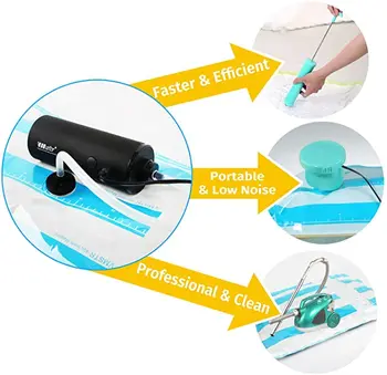 

VMSTR Travel Vacuum Storage Bags with Mini Electric Pump, Space Saver Bags for Travel and Home Use