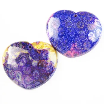 

Beautiful 2pcs Natural Purple Nipomo Coral Heart Pendant Bead 43x39x8mm DP235