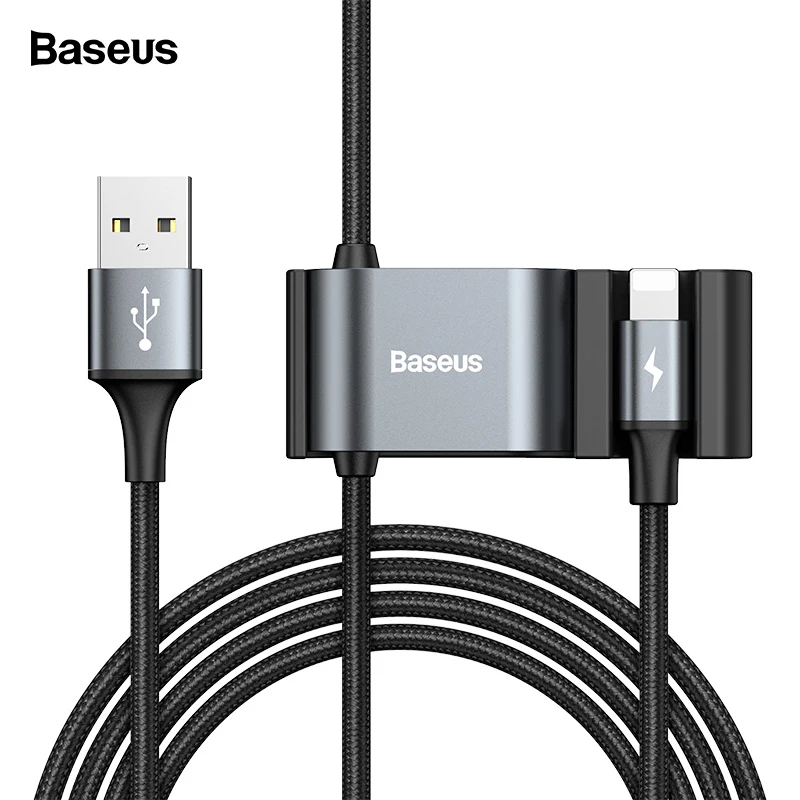 Baseus USB кабель для iPhone двойной USB зарядное устройство Автомобильное заднее сиденье usb зарядный кабель провод шнур адаптер для iPhone Xs Max XR X 8 7 Plus