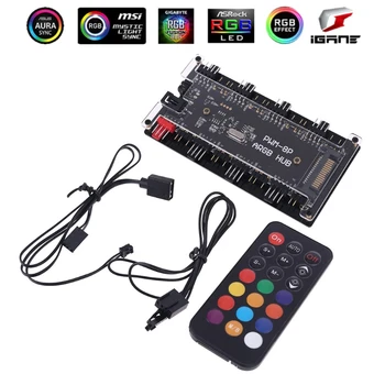 

PWM FAN+5V 3PIN ARGB Lighting 2in1 Sync HUB Controller 1 To 8 Multi Way Splitter X6HA
