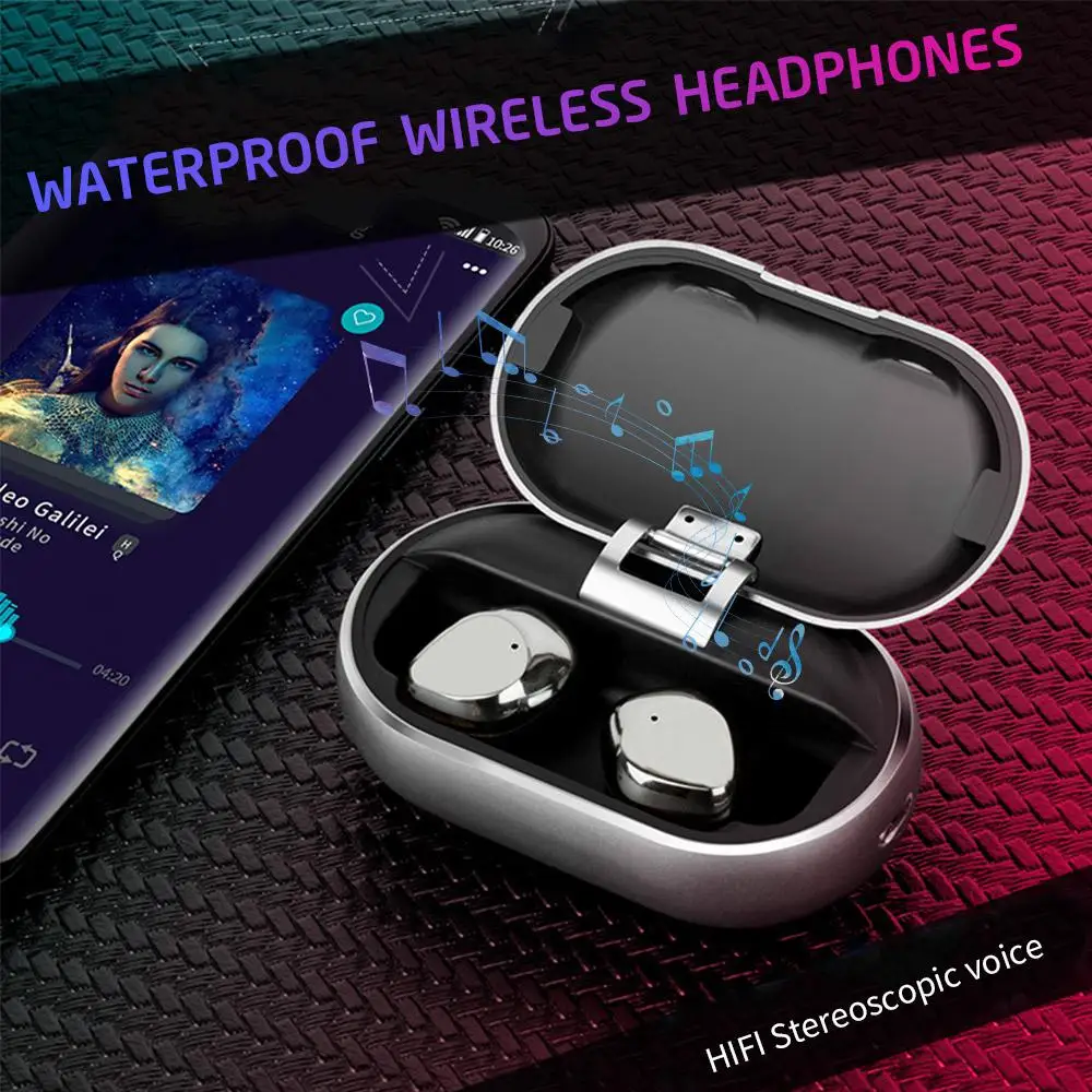 CALETOP Bluetooth 5,0 наушники металлические наушники с микрофоном IPX7 Водонепроницаемый спортивные наушники с зарядный чехол для iPhone Xiaomi