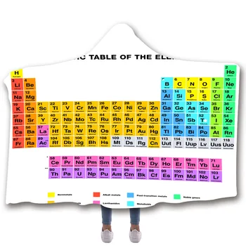 

New Arrival Chemistry Periodic Table Series 3D Digital Printed Hooded Blanket Cloak Thicker Cape Shawl with Chemical Printing
