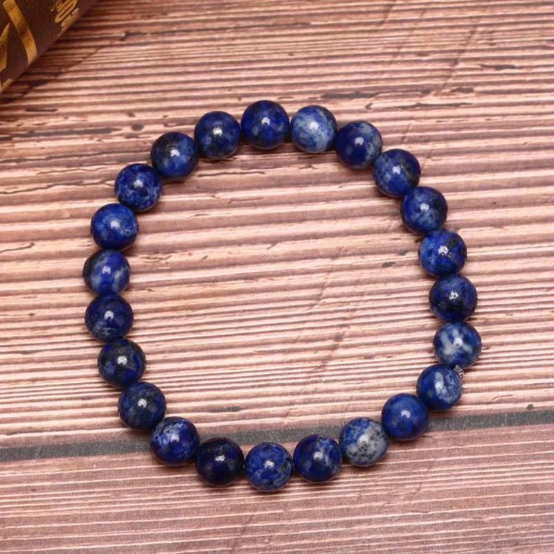 Natural 8mm Lapis Lazuli Beads Bracelets Unisex Elastic Bangle Natural Stone Round Beads Bracelet For Men Women Jewelry Gifts