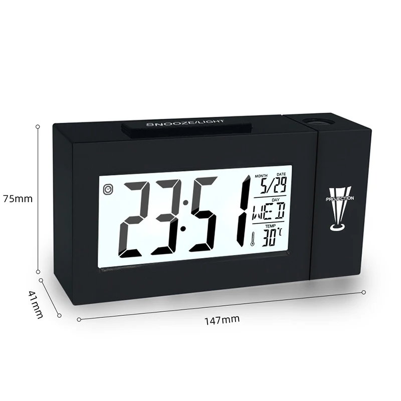 Digital Lcd Projection Alarm Clock Rotation Projector For Bedrooms