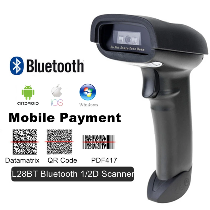 Handheld do Pagamento Móvel do Varredor do Código de Barras sem Fio Suporte do Leitor do Código de Barras Bluetooth Pdf417 1d – 2d qr