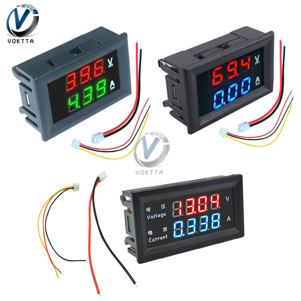 2/5/10PCS 4-Bit 5 Wires DC0-200V 10A Voltmeter Ammeter LED Amp Dual Digital Volt 