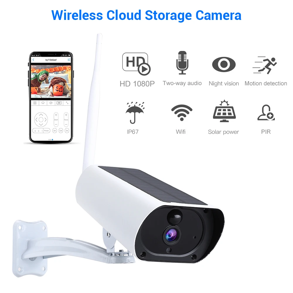 

Solar Powered Surveillance IP Camera 1080P 2.0MP Waterproof Night Vision Intercom Indoor Outdoor Security Camera wifi camera