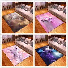 Мультяшные ковры с единорогом для гостиной, спальни, Декор, ковер, мягкая фланелевая детская комната, игровая зона, ковер, Противоскользящий коврик/ковер