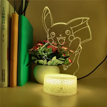 

3D Night Light Clock Base Bulb Pokemon Game Cartoon Japanese Luminaria Pikachu USB LED Atmosphere Kids Toy Gifts Table Lamp