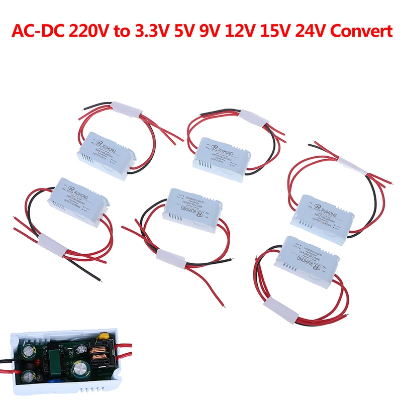 Módulo de fuente de alimentación de AC-DC CA, 1A, 5W, 220V a CC, 3V, 5V, 9V, 12V, 15V, 24V, Mini convertidor, envío directo, 1 Uds.