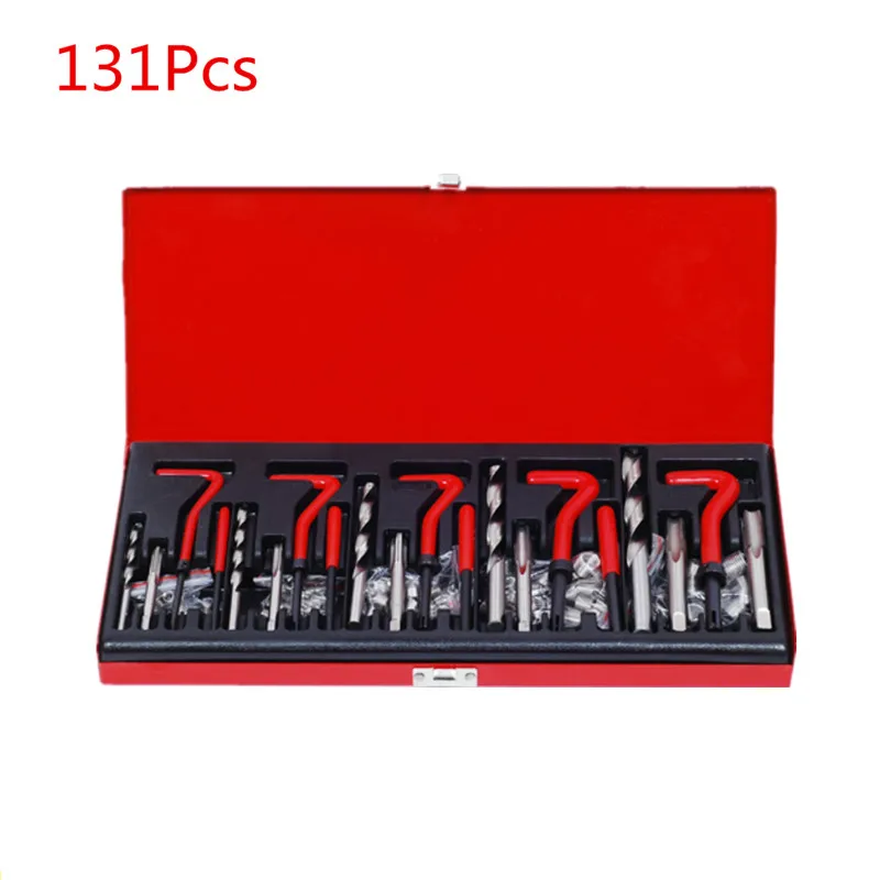 

131PCS Car Moto Thread Tapping Repair Tool Kit M5 M6 M8 M10 M12 Hand Tap Drill Set Hand Tools Stainless steel screw sleeve