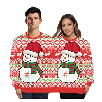 

Two Person Print Xmas Couples Pullover Top Novelty Christmas Sweatshirt Top Unisex Xmas Clothes For Woman and Man