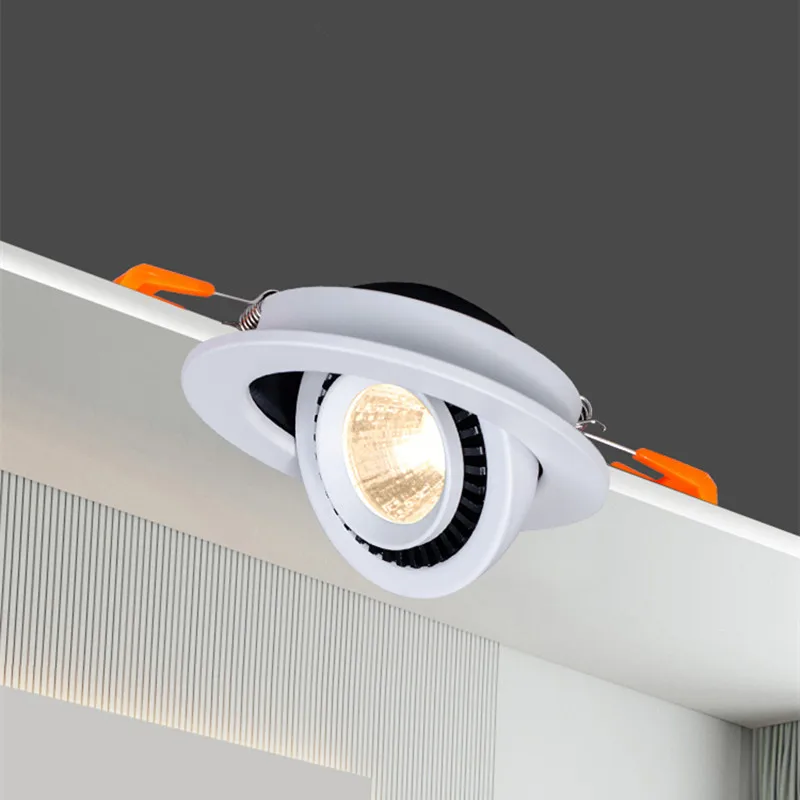 Led downlight recessed ceiling spotlight round embedded dimmable 12W 15W light source 360 &deg; adjustable COB ceiling spot backlight lobby bedroom