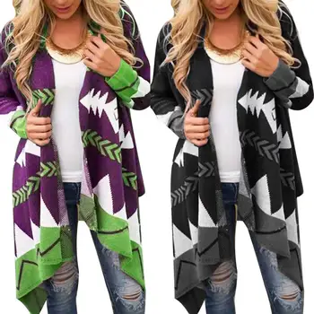 

women printing Knitted Cardigan sweater Women 2019 Autumn Simple Solid Straight Bottom Clothing Sweater Fashion Cardigan