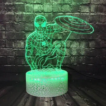 

Marvel Theme Safe Of Baby Table Lamp The avengers Spider Man Captain America shield Decor Room Light Thanksgiving DayToy