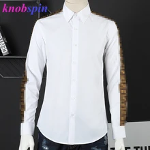 Роскошная мужская рубашка чистая хлопчатобумажная сорочка футболка с длинными рукавами тонкие мужские Рубашки Простые Брендовые повседневные рубашки мужские большие размеры