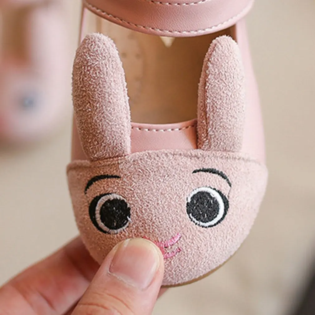 Spring Autumn Baby Girls Anti-slip Cartoon Rabbit Printing Shoes Magic Sticker Casual Female Children Low-cut Shoes