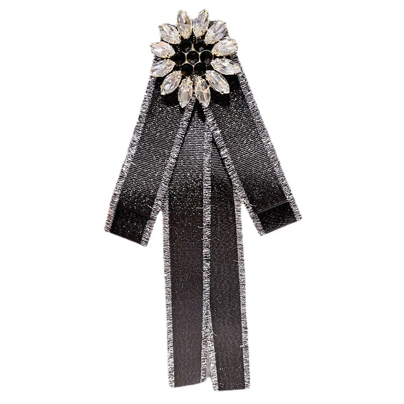 

Fashion Fabric Bow Tie Brooches for Women Flower Crystal Rhinestone Cloth Shirt Collar Pin Bowtie Jewelry Clothing Accessories