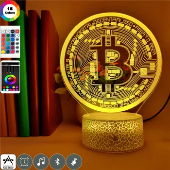 

7 Colors Bitcoin figure 3d Led Night Light for Friends Birthday Holiday Gifts Bedroom Decoration Smart Phone Control Table Light