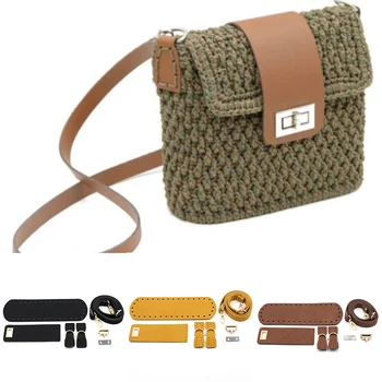 

PU Leather Handbag Accessory Handmade 7PCS Set Bag Shoulder Strap Accessories Set DIY With Hardware Bag Bottom Woven Sets