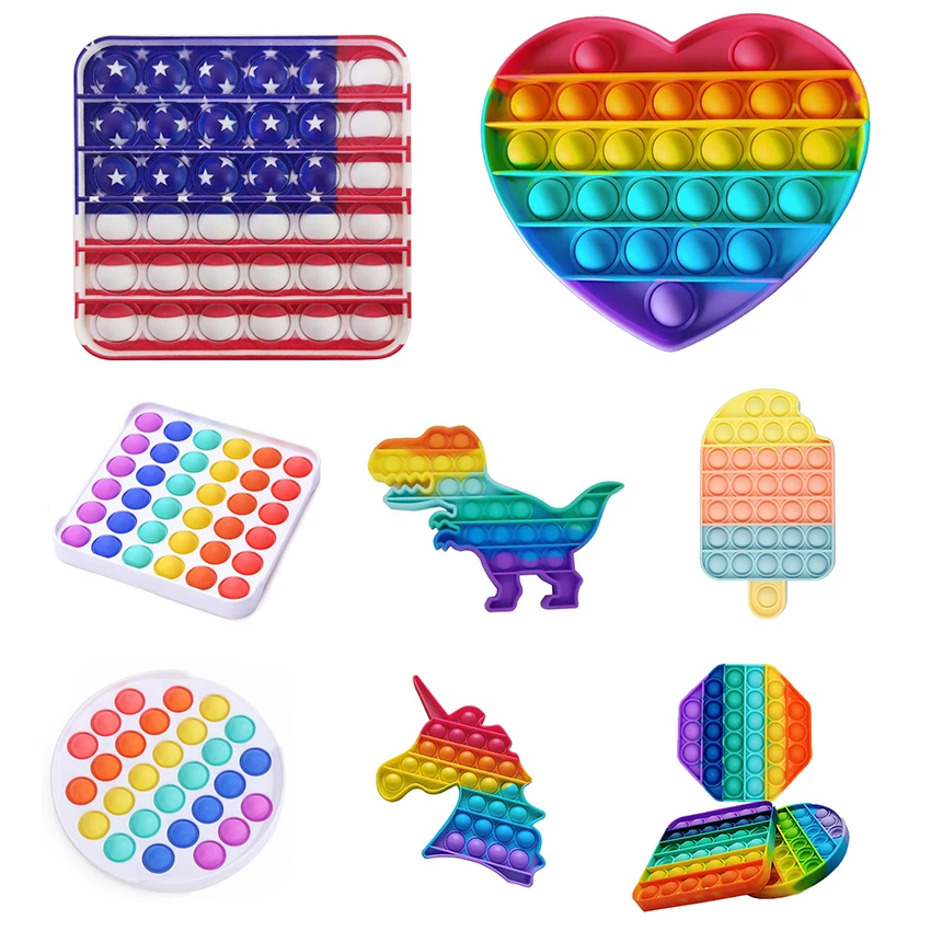 Fidgets Toys Anti Stress Push Pop It Bubble Sensory Rainbow Fidgets ToyRestore Emotions Stress Reliever Toy for OCD Anxiety